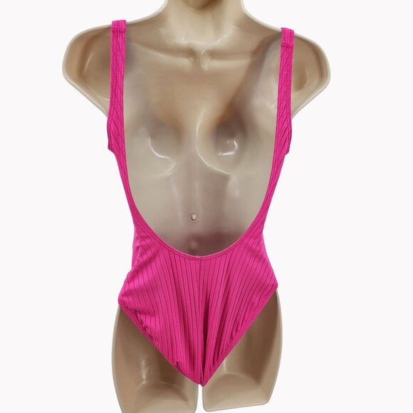 Michael Kors Size 8 Hot Pink Ribbed Wireless One Piece Swimsuit NWOT - Picture 4 of 8
